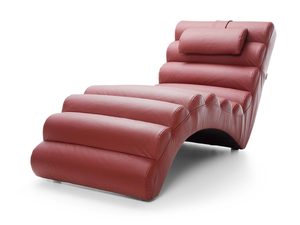 Miniaturka 2 - Szezlong koralowy skórzany z zagłówkiem inna perspektywa