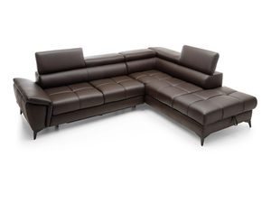 Miniaturka 5 - Brązowy narożnik skórzany z szezlongiem inna perspektywa