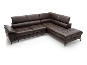 Miniaturka 6 - Narożnik skórzany brązowy z regulowanymi zagłówkami perspektywa