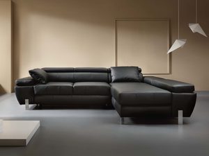 Miniaturka 16 - Narożnik grafitowy skórzany z poduszkami dekoracyjnymi w salonie