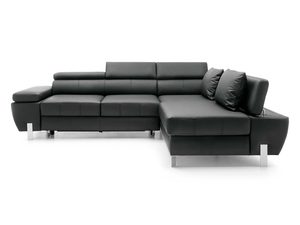 Miniaturka 1 - Grafitowy narożnik skórzany z poduszką widok frontalny