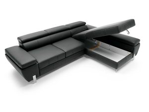 Miniaturka 8 - Grafitowy narożnik skórzany z otwartym pojemnikiem na pościel