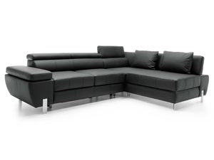 Miniaturka 5 - Grafitowy narożnik skórzany z poduszkami widok frontalny