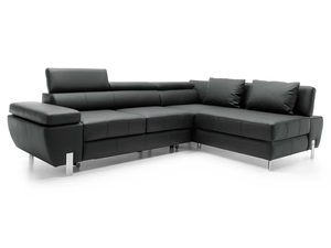 Miniaturka 6 - Narożnik grafitowy skórzany z regulowanym zagłówkiem perspektywa