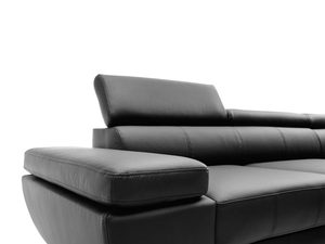 Miniaturka 10 - Narożnik grafitowy skórzany detal podłokietnika i zagłówka zbliżenie