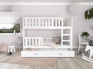Miniaturka 5 - Białe łóżko piętrowe z szufladą w różowym pokoju dziecięcym