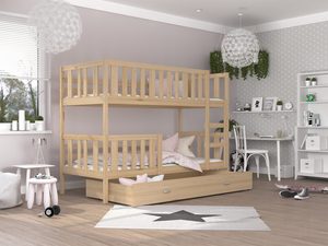 Miniaturka 6 - Sosnowe łóżko piętrowe z szufladą w pokoju dziecięcym aranżacja