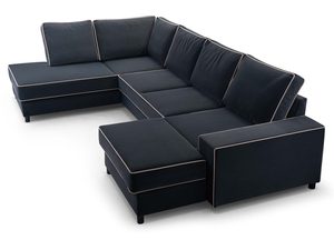 Miniaturka 6 - Grafitowy narożnik tapicerowany z beżowymi lamówkami perspektywa góra