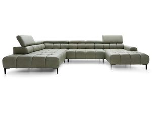 Miniaturka 7 - Oliwkowy narożnik w kształcie U z regulowanymi zagłówkami widok frontalny