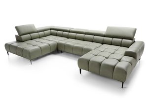 Miniaturka 12 - Narożnik oliwkowy w kształcie U z wysuniętymi zagłówkami perspektywa