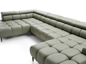 Miniaturka 14 - Narożnik oliwkowy detal pikowanego siedziska i zagłówków zbliżenie