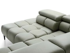 Miniaturka 18 - Narożnik oliwkowy detal oparcia z zagłówkami złożonymi zbliżenie