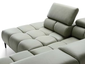 Miniaturka 19 - Oliwkowy narożnik detal oparcia z zagłówkiem regulowanym zbliżenie