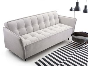 Miniaturka 9 - Jasnoszara sofa tapicerowana z pikowanym oparciem bez podłokietników