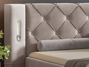 Miniaturka 6 - Nowoczesne łóżko elektrycznie regulowane pikowane zagłowie Skin