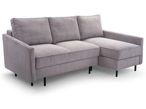 Miniaturka 1 - Narożnik tapicerowany szary sztruksowy mały w kształcie L perspektywa