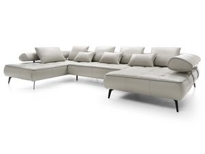 Miniaturka 5 - Kremowy narożnik modułowy pikowany z poduszkami perspektywa