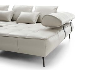 Miniaturka 10 - Kremowy narożnik modułowy detal szezlonga i poduszek zbliżenie