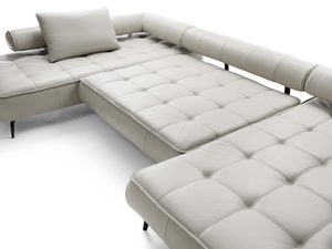 Miniaturka 9 - Narożnik kremowy z funkcją spania rozłożony z poduszkami widok