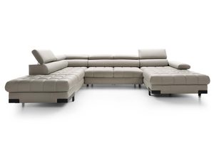 Miniaturka 3 - Kremowy narożnik w kształcie U z regulowanymi zagłówkami frontalny