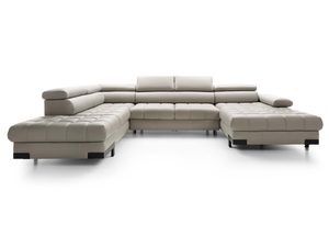 Miniaturka 4 - Narożnik kremowy w kształcie U z regulowanym zagłówkiem perspektywa