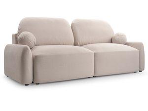 Miniaturka 2 - Sofa dwuosobowa tapicerowana w kremowej tkaninie Maya z okrągłymi poduszkami