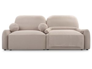 Miniaturka 1 - Kremowa sofa rozkładana z funkcją spania i miękkimi oparciami