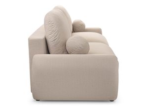 Miniaturka 11 - Tapicerowana sofa beżowa z widocznymi okrągłymi poduszkami na bokach