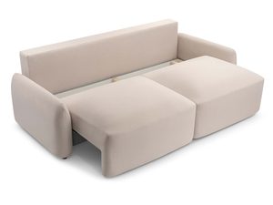 Miniaturka 10 - Sofa beżowa z funkcją spania rozłożona ukazująca powierzchnię
