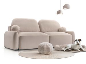 Miniaturka 13 - Sofa dwuosobowa beżowa z okrągłymi poduszkami dekoracyjnymi