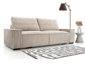 Miniaturka 23 - Beżowa sofa tapicerowana sztruks z miękkimi poduszkami oparcia