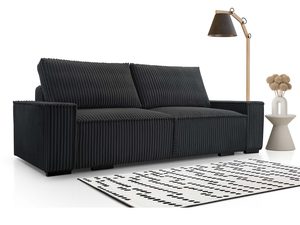 Miniaturka 22 - Sofa dwuosobowa grafitowa w tkaninie sztruksowej z szerokimi podłokietnikami