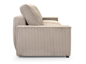 Miniaturka 8 - Profil sofy beżowej sztruksowej z widocznym szerokim podłokietnikiem
