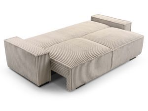 Miniaturka 9 - Beżowa sofa rozkładana w tkaninie sztruks z funkcją spania