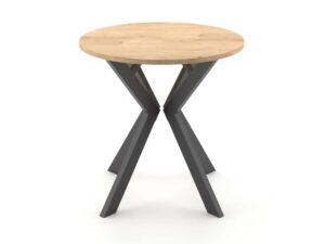 Miniaturka 5 - Stół okrągły dąb artisan na metalowych krzyżakowych nogach