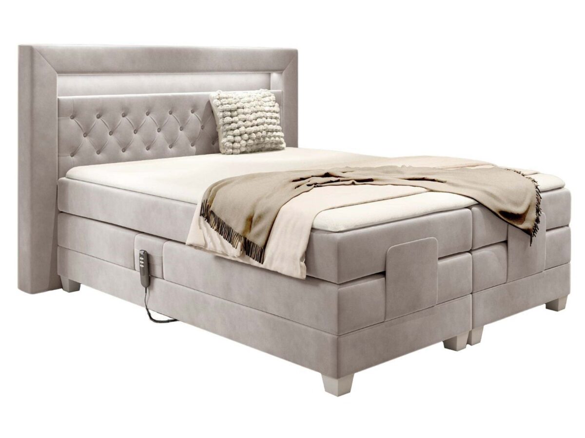 Nowoczesne łóżko oświetlenie LED pikowane zagłowie Paco