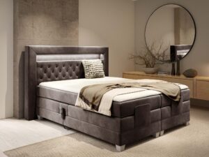 Miniaturka 18 - Brązowe łóżko kontynentalne z elektryczną regulacją w sypialni