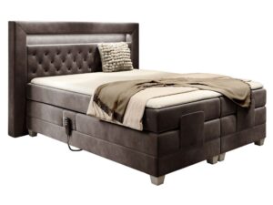 Miniaturka 3 - Łóżko brązowe z podświetlanym zagłówkiem w stylowej sypialni