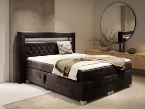 Miniaturka 17 - Szare łóżko kontynentalne z elektryczną regulacją w nowoczesnej sypialni