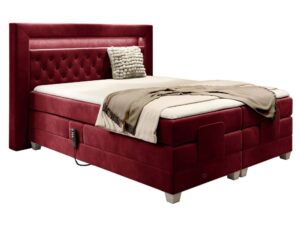 Miniaturka 5 - Łóżko bordowe z podświetlanym zagłówkiem w stylowej sypialni