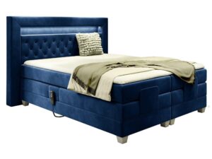Miniaturka 6 - Łóżko granatowe z podświetlanym zagłówkiem w eleganckiej aranżacji