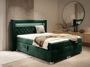 Miniaturka 14 - Zielone łóżko kontynentalne z elektryczną regulacją w sypialni