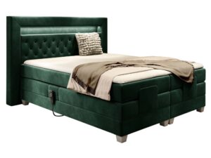 Miniaturka 7 - Łóżko zielone z podświetlanym zagłówkiem w nowoczesnej sypialni