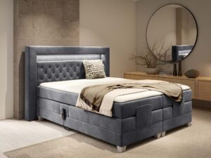 Miniaturka 13 - Szare łóżko kontynentalne z elektryczną regulacją w sypialni