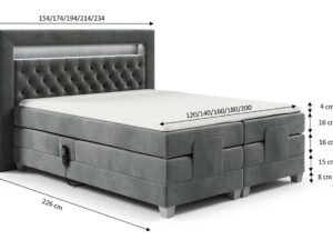 Miniaturka 11 - Schemat wymiarów łóżka kontynentalnego z elektryczną regulacją