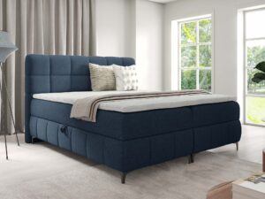 Miniaturka 49 - Granatowe łóżko tapicerowane w stylowej aranżacji sypialni