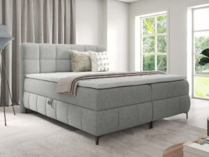 Miniaturka 48 - Łóżko szare z pikowanym zagłówkiem w eleganckiej sypialni