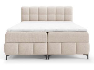 Miniaturka 10 - Łóżko tapicerowane kremowe z pojemnikiem na pościel eleganckie