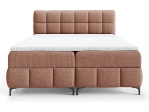 Miniaturka 9 - Ceglaste łóżko tapicerowane z pikowanym oparciem eleganckie