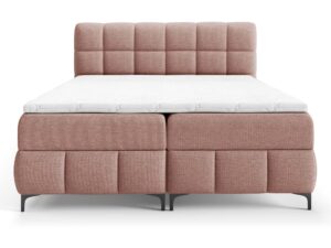 Miniaturka 8 - Łóżko tapicerowane pudrowe z wysokim zagłówkiem